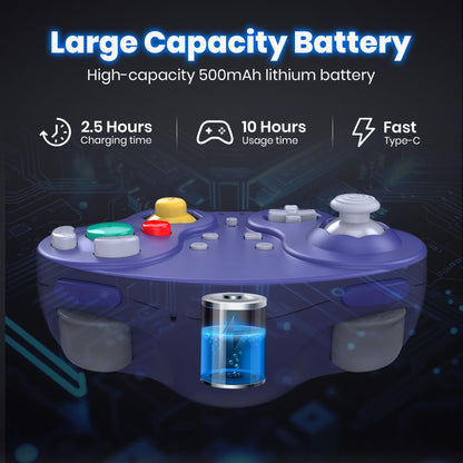 iNNEXT 2 Pack Wireless GameCube Controller - 2.4 GHz, Rechargeable, Plug and Play, Compatible with PC/iOS/Mac/Raspberry Pi, Indigo/Black