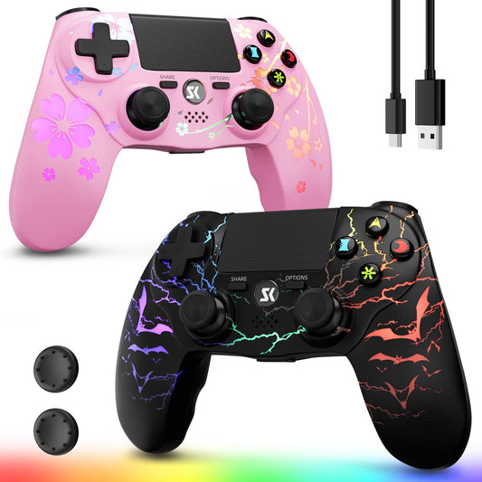 Kujian Wireless Controller for PS4  Gamepad Joystick for PS4 with Double Vibration/6-Axis Sensor/Touch Pad/Headphone Jack  Ergonomic Non-Slip Grip Compatible with PlayStation 4/Slim/Pro (Galaxy Blue)