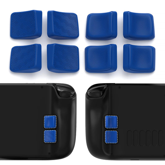 PlayVital Back Button Enhancement Set for Steam Deck LCD  Grip Improvement Protection Kit for Steam Deck OLED - Mix Version Streamlined & Studded Design - Blue