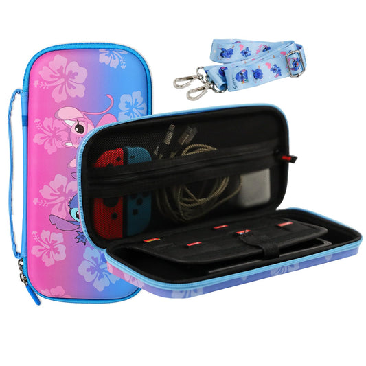 PERFECTSIGHT Switch Carrying Case for Nintendo Switch OLED  Cute Portable Travel Switch OLED Carry Case with Shoulder Strap  Inner Protective Storage Bag for NS Console & Accessories (Purple Blue)