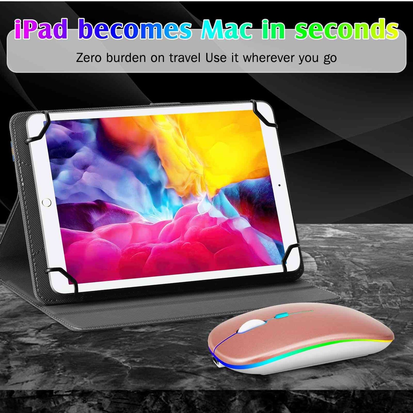 UrbanX Bluetooth Rechargeable Mouse - Wireless RGB LED Onyx Black for Laptop/PC/Mac/iPad Pro - Model UXM030