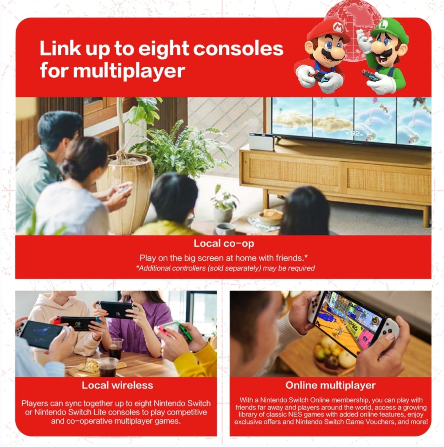 Nintendo Switch OLED Model - Neon Blue and Red Joy-Con, Extra 32GB Micro SD Card, Global Version