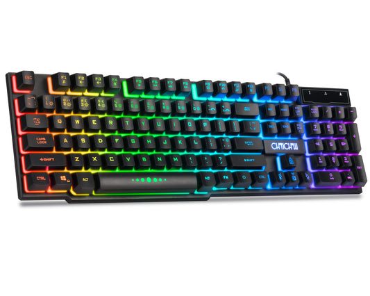 CHONCHOW Wired Gaming Keyboard for Mac PC PS5 PS4 Xbox One Gamers  RGB Backlit LED Mechanical Feel Keyboard with Multimedia Keys Number Pad  104 Keys USB Desktop Computer Windows Keyboard (Black)
