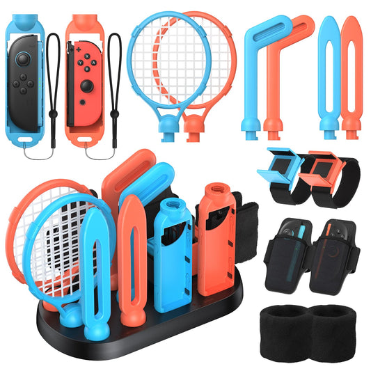 [Switch 1/2 Compatible] FASTSNAIL Sports Accessories Bundle for Nintendo Switch 2/Switch 1/OLED for Joy-con 2  Storage and Organizer Station for Switch Sports Games  Family Party Pack Kit for Joycon