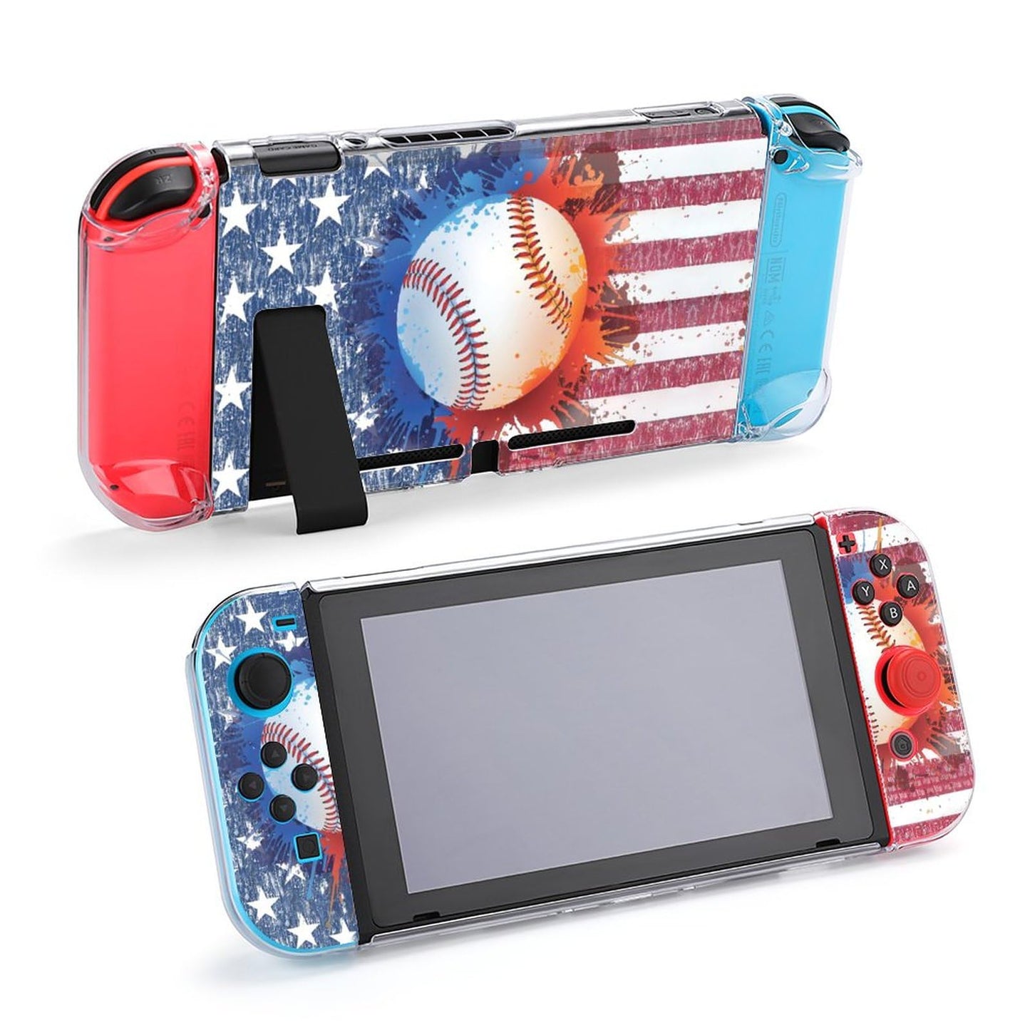 LEOmaterial name American Flag Baseball Switch Game Case Protector Dockable Switch Protective Case Cover Accessories American Flag Baseball Gifts Ideas for Switch American Flag Baseball Game Player