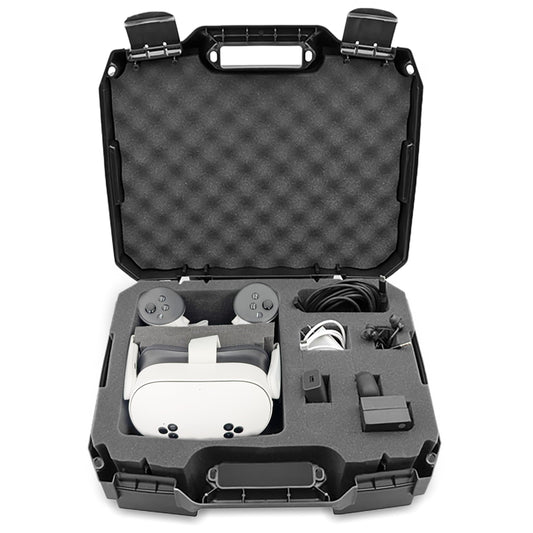 CASEMATIX Hard Shell VR Travel Case for Meta Quest 3S, 3 & 2 Headsets - Protective Carrying Case with Custom Compartments for Co