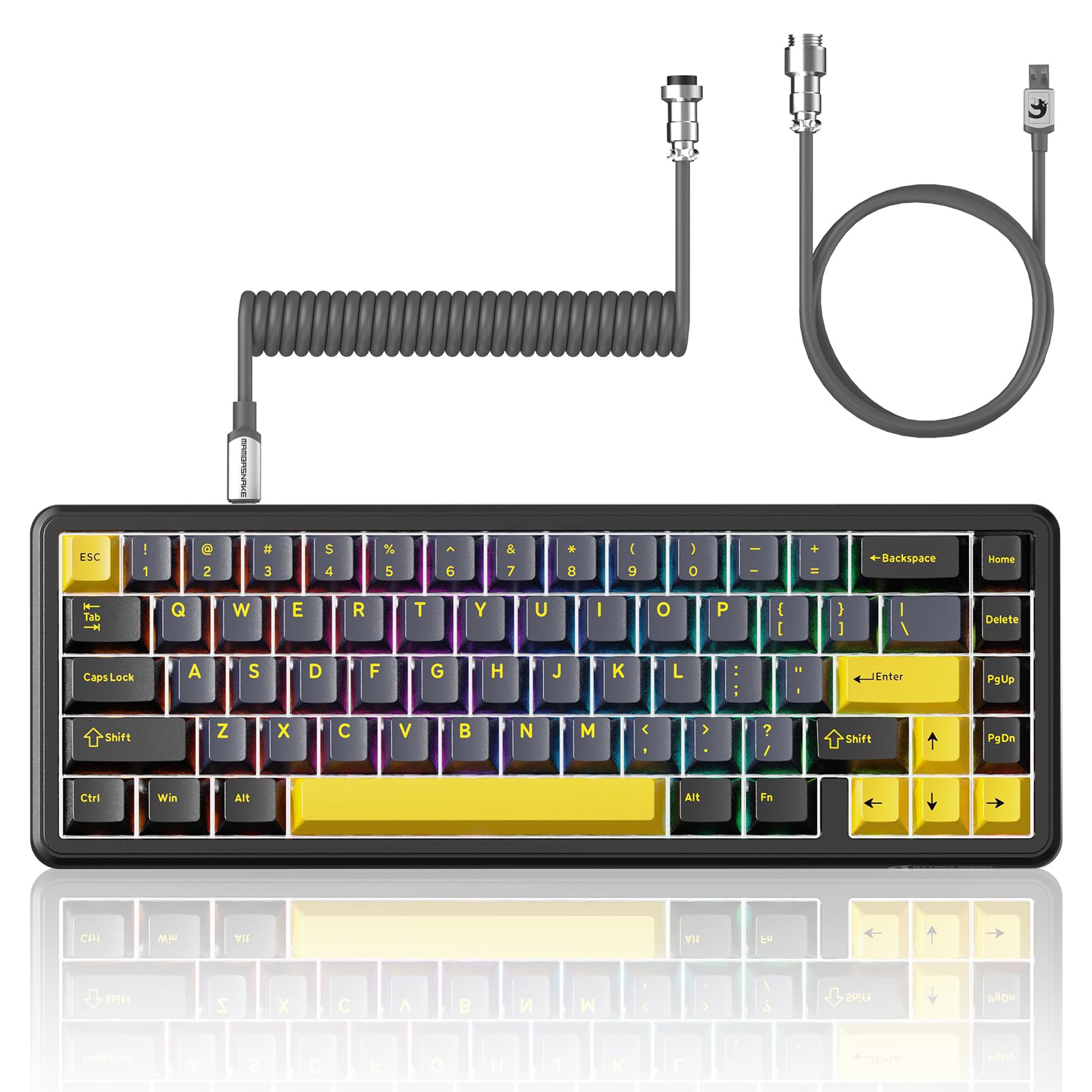 ATTACK SHARK X65 HE Rapid Trigger Compact 60% Wired Gaming Keyboard Hall Effect Magnetic Switch Keyboard Adjustable Actuation 8KHz Polling Rate PBT Keycap RGB Backlit with Coiled Cable-Star Black