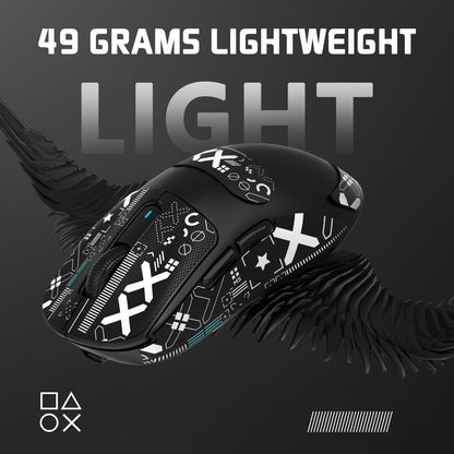 MAMBASNAKE X3 Wireless Gaming Mouse, Ultralight 49g, 26000 DPI, Bluetooth/2.4GHz/Wired, Black&Tape
