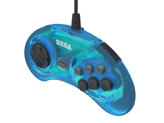 Retro-Bit Sega Genesis 6-Button Arcade Pad Controller - Original Port, Blue, Model 849172010222