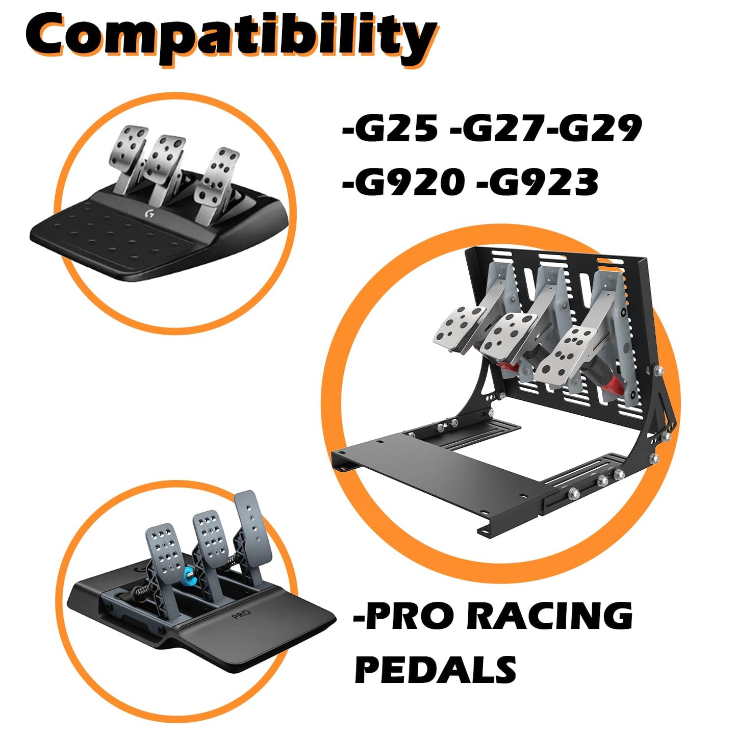 JOYORAN Sim Racing Inverted Pedals Kit for Logitech G PRO/G923/G920/G29 - Black, Compatible with Logitech Pedals (Not Included)
