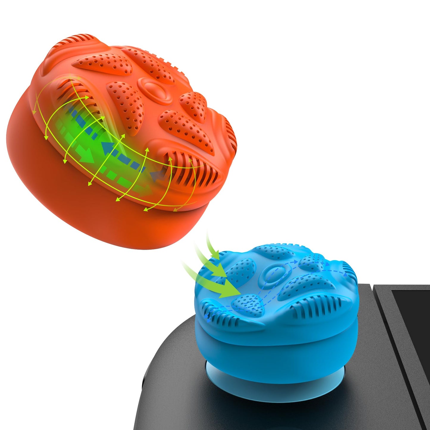 PlayVital for Switch 2 Thumbs Cushion Caps Thumb Grips (4-Pack) | Silicone Joystick Grip Cover for Nintendo Switch 2 Joycon  Anti-Slip Raindrop Texture Design - Blue & Orange