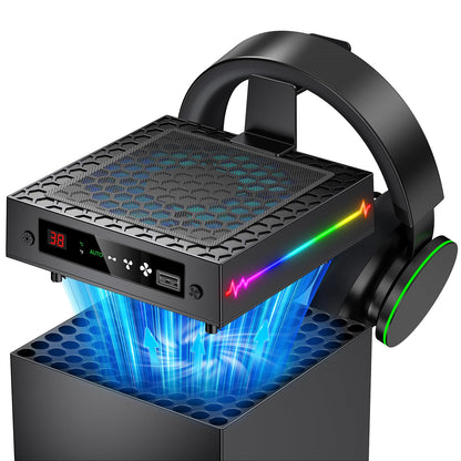 KOVA Auto Cooling Fan for Xbox Series X - 9 RGB Light Modes, Adjustable Temperature, Black, Model PG-XBX026SM