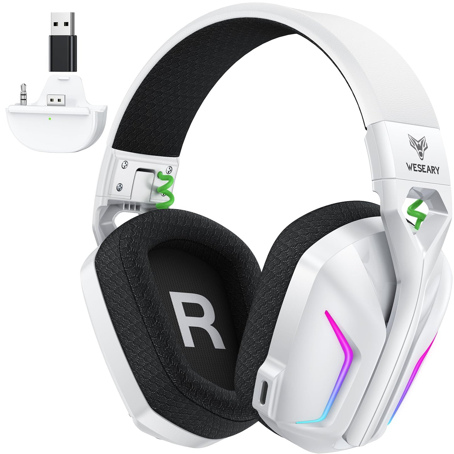 WESEARY Wireless Gaming Headset for Xbox Series X|S  2.4GHz Ultra-Low Latency Headset with Noise Cancelling Mic for PC  PS5  PS4  Switch  Mac  3D Surround Sound  Bluetooth 5.4  50H Battery