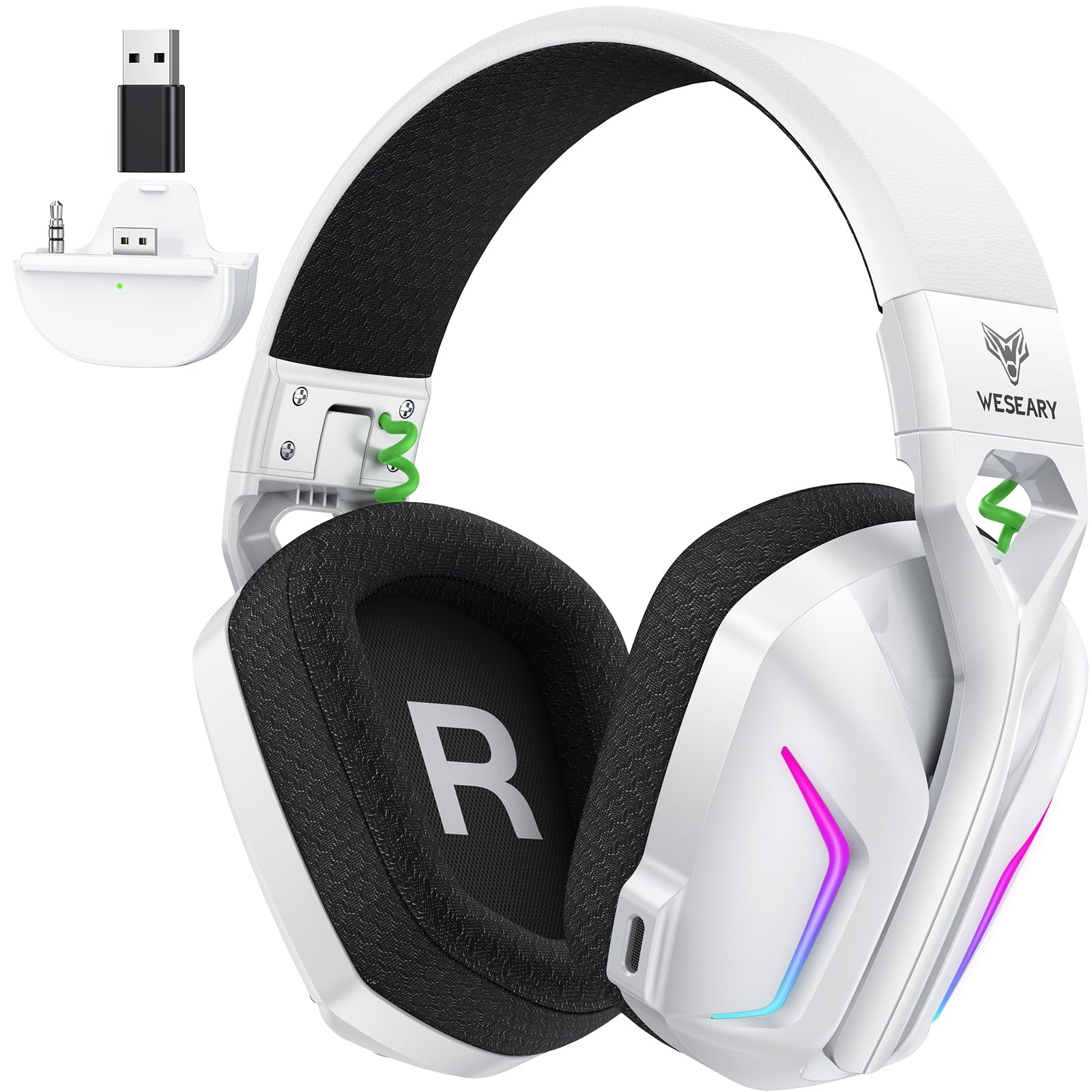 WESEARY Wireless Gaming Headset for Xbox Series X|S  2.4GHz Ultra-Low Latency Headset with Noise Cancelling Mic for PC  PS5  PS4  Switch  Mac  3D Surround Sound  Bluetooth 5.4  50H Battery