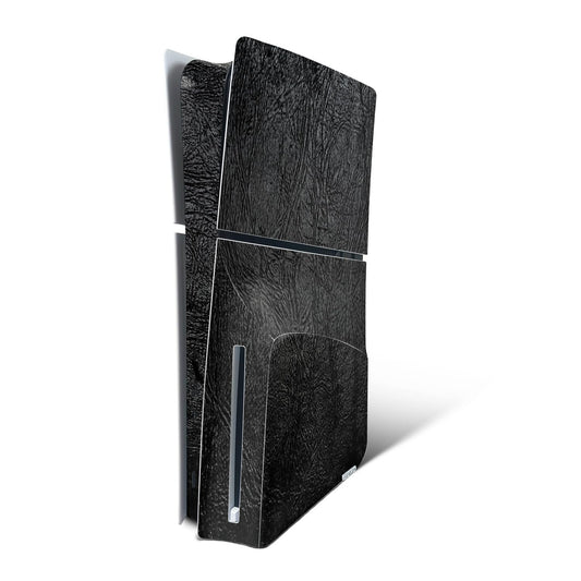 MightySkins Skin Compatible with Playstation 5 Slim Disk Edition Console Only - Black Leather | Protective  Durable  and Unique Vinyl Decal wrap Cover | Easy to Apply | Made in The USA