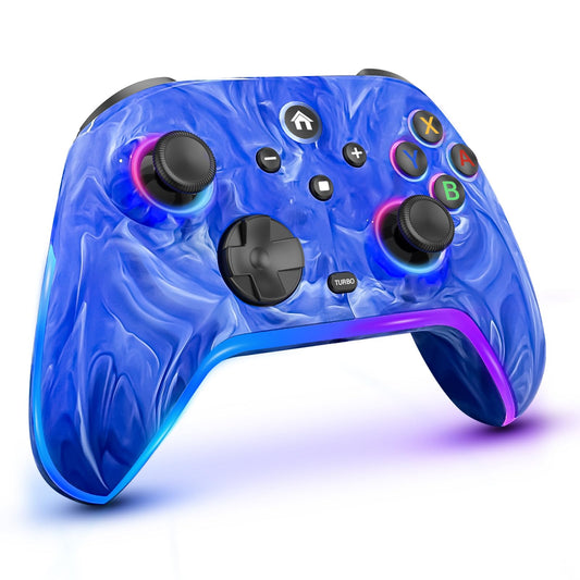 Wireless Switch Controllers for Nintendo Switch/Lite/OLED/Switch 2  1200mAh Rechargeable Pro Controller  10 Colors LED Light up  Switch Turbo Remote with Vibration/Motion Control/Turbo/Gyro/Wake up