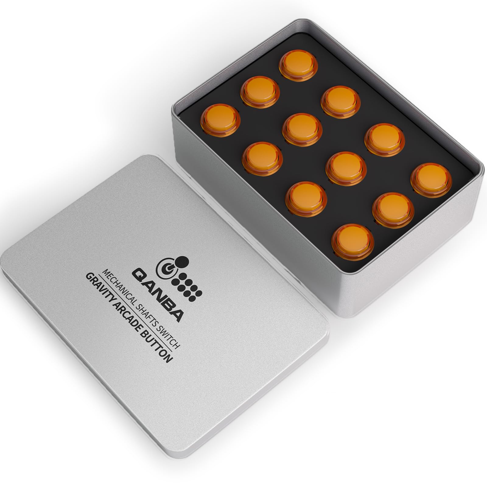 Qanba Gravity KS Mechanical Arcade Buttons 24mm Snap-in Mechanical Pushbutton (Boxed (Clear Orange E11(12 pcs))