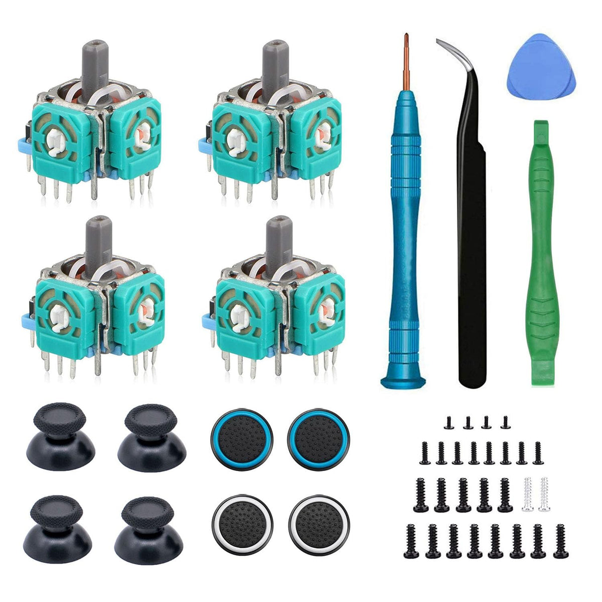 4PCS 3D Analog Joystick Replacement for PS5 Controller  Thumbsticks Repair Tool Kit Compatible with Playstation 5 DualSense Wireless Controller  Drift Damaged Joystick Replacements with Screwdriver