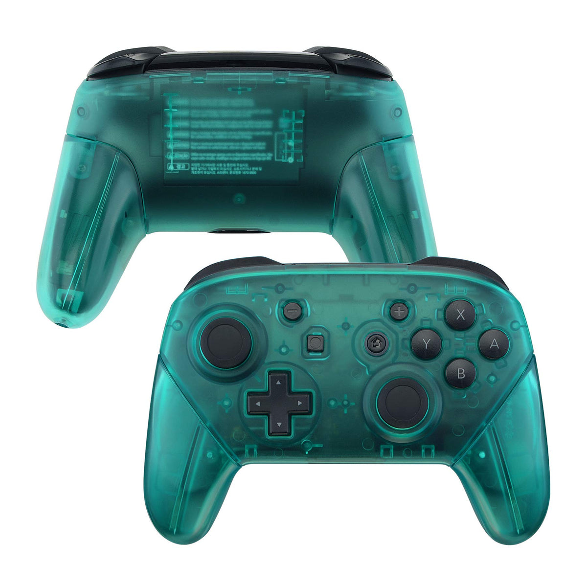 eXtremeRate Emerald Green Faceplate Backplate Handles for Nintendo Switch Pro Controller, DIY Replacement Grip Housing Shell Cov