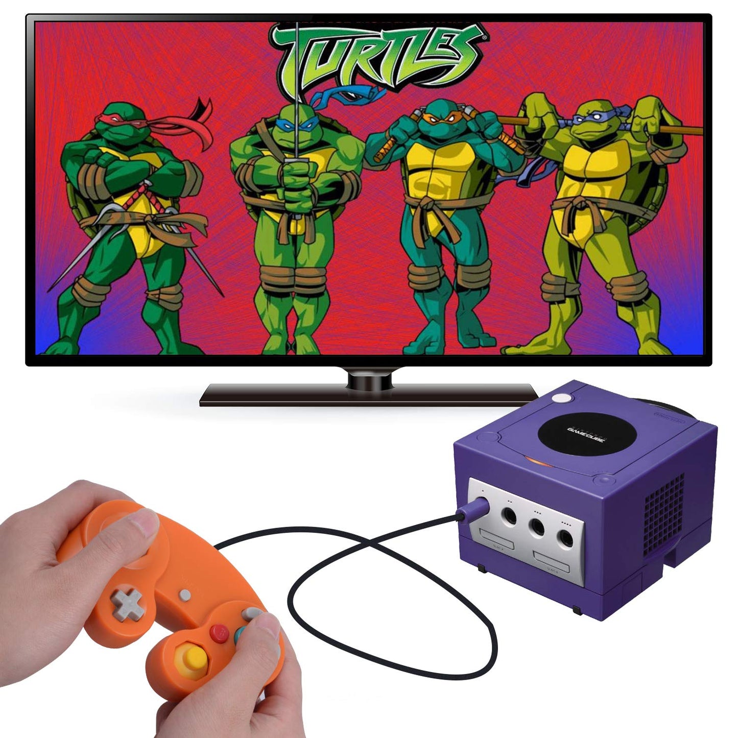 ONE250 Wired Controller 2 Pack - Classic Shock Joypad for Wii NGC Gamecube (Orange & Pink)