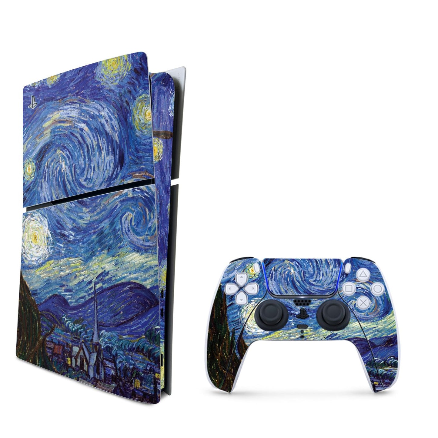 MightySkins Skin Compatible with PlayStation 5 Slim Digital Edition Bundle - Starry Night | Protective  Durable  and Unique Vinyl Decal wrap Cover | Easy to Apply | Made in The USA