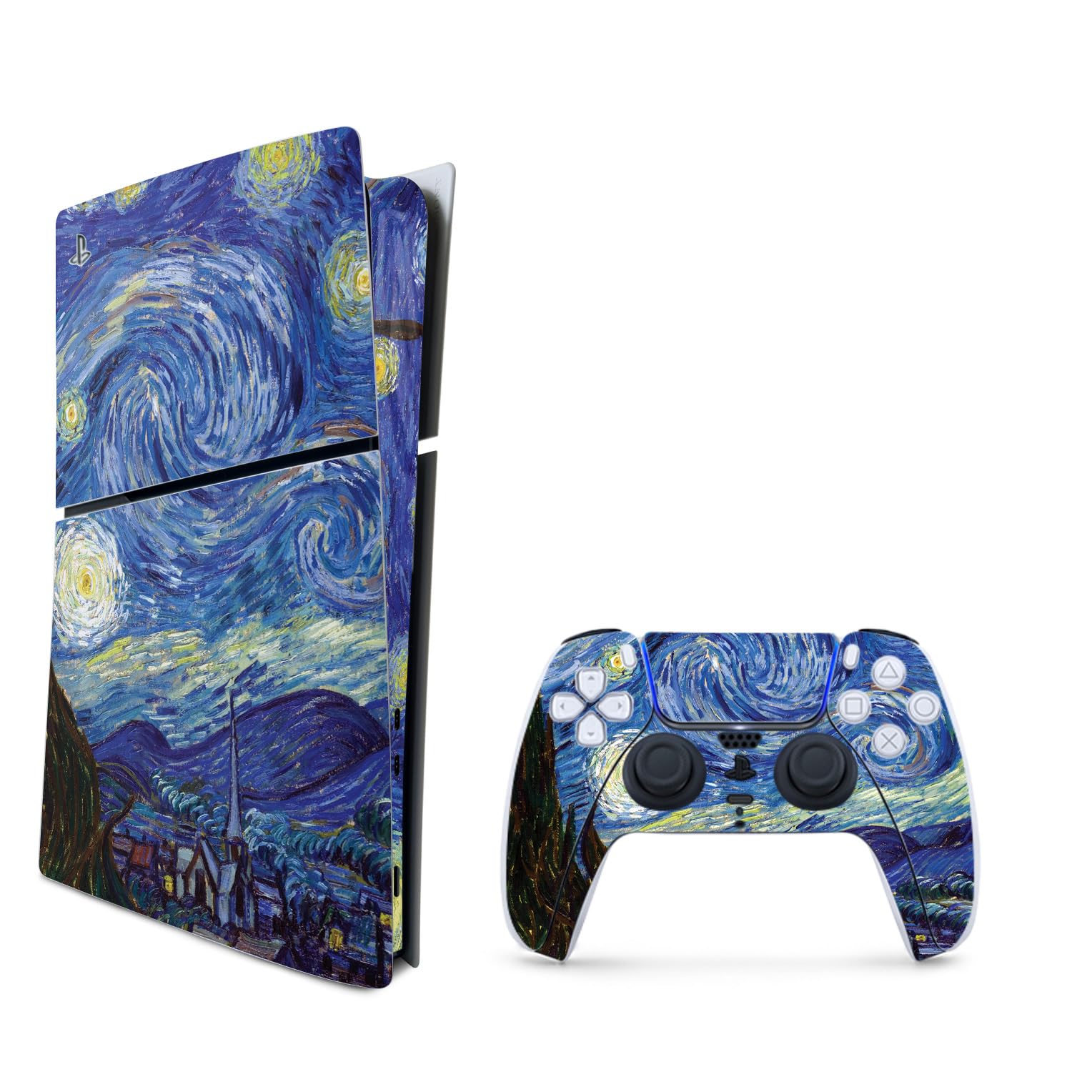 MightySkins Skin Compatible with PlayStation 5 Slim Digital Edition Bundle - Starry Night | Protective  Durable  and Unique Vinyl Decal wrap Cover | Easy to Apply | Made in The USA