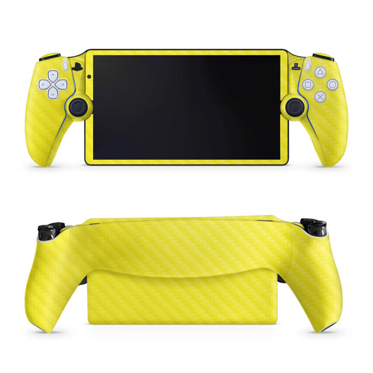 Carbon Fiber Gaming Skin Compatible with PS5 Portal Remote Player - Solid Yellow - fine 3M Vinyl Protective Wrap Decal Cover - Easy to Apply | Crafted in The USA by MightySkins