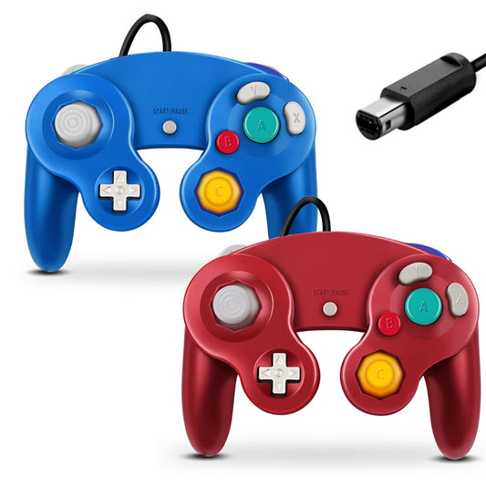 FIOTOK Gamecube Controller  Classic Wired Controller for Wii Nintendo Gamecube (Red & Blue)