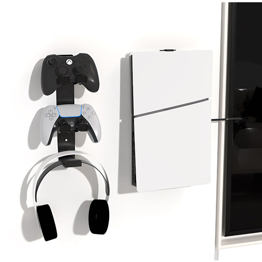 ZYTHRONE Wall Mount for PS5/PS5 Slim/PS5 Pro Console-Bracket for PS5/PS5 Pro/ PS5 Slim (Digital and Disc) Sturdy and Not Fall Off +1Controller Headphone Holder  Black