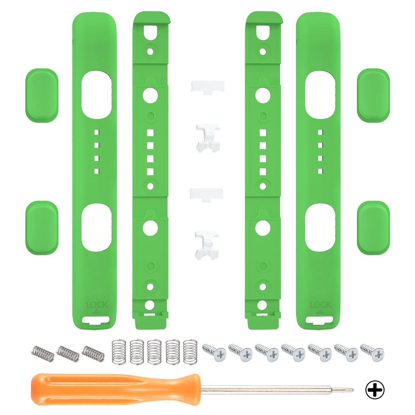 eXtremeRate DIY Replacement Shell for Joycon Strap  Green Soft Touch Custom Controller Wrist Strap Housing Buttons for Nintendo Switch & Switch OLED Model - 2 Pack