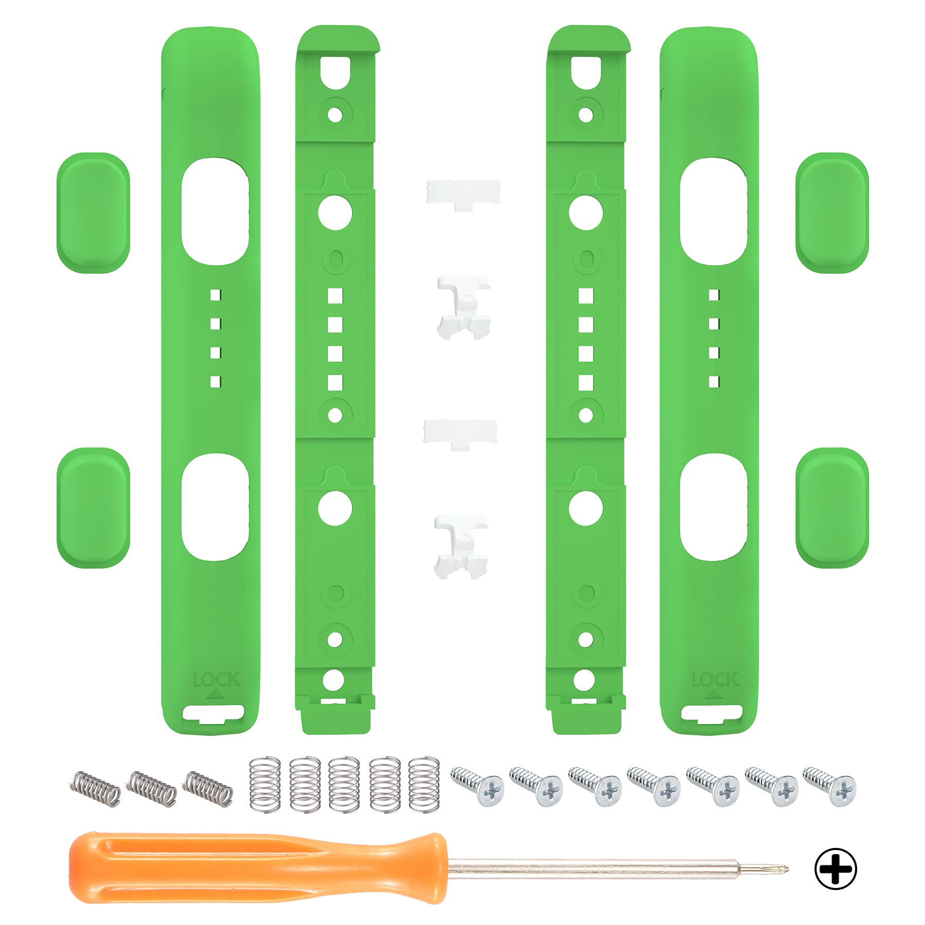 eXtremeRate DIY Replacement Shell for Joycon Strap  Green Soft Touch Custom Controller Wrist Strap Housing Buttons for Nintendo Switch & Switch OLED Model - 2 Pack