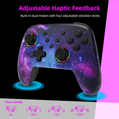 NexiGo Wireless Controller for Switch 2 & Switch, Bluetooth, Vibrating, Motion, Turbo, LED Light, Cosmic Nebula, Model NS32-A2 BLK-2