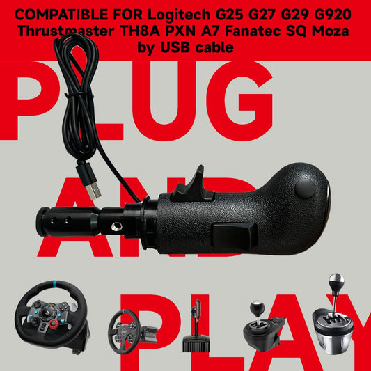 AUGFAZ USB Shift Knob for American Truck Simulator & ETS2 - Compatible with Logitech G27/G29/G920, Thrustmaster TH8A, Black