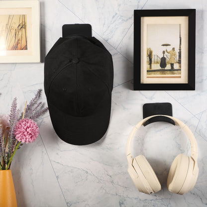 Wonderjune Headphone Wall Hangers, Adhesive Hooks for Gaming Headsets, Black, 12 Pcs, Universal Mount for Controllers, Hats & Caps