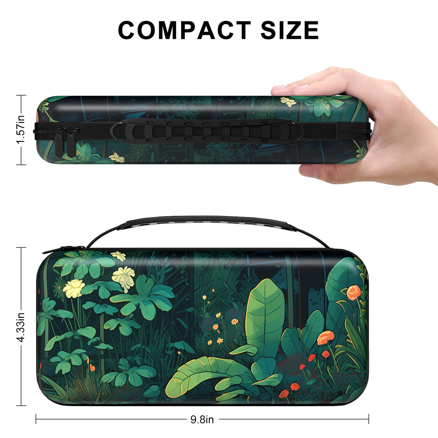 NPOOYI Nintendo Switch OLED Carrying Case - Hard Shell, Green, Game Holder & Pockets, Model Carrierbagcase-009