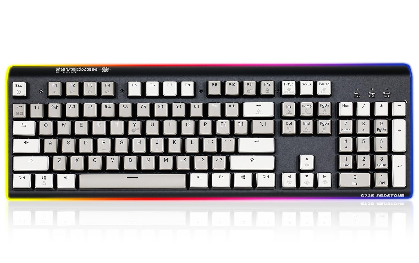 Wired Full Size Mechanical Keyboard  Aluminum Housing Built for Gamers w/Kailh Box White Switch  White Backlit + Surrounded by RGB Light remove  104 Keys Gaming Keyboard for PC/Mac
