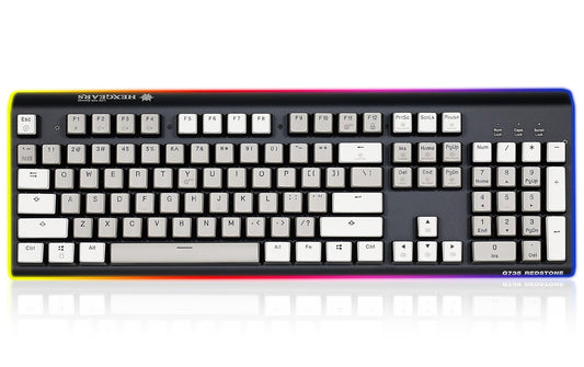 Wired Full Size Mechanical Keyboard  Aluminum Housing Built for Gamers w/Kailh Box White Switch  White Backlit + Surrounded by RGB Light remove  104 Keys Gaming Keyboard for PC/Mac