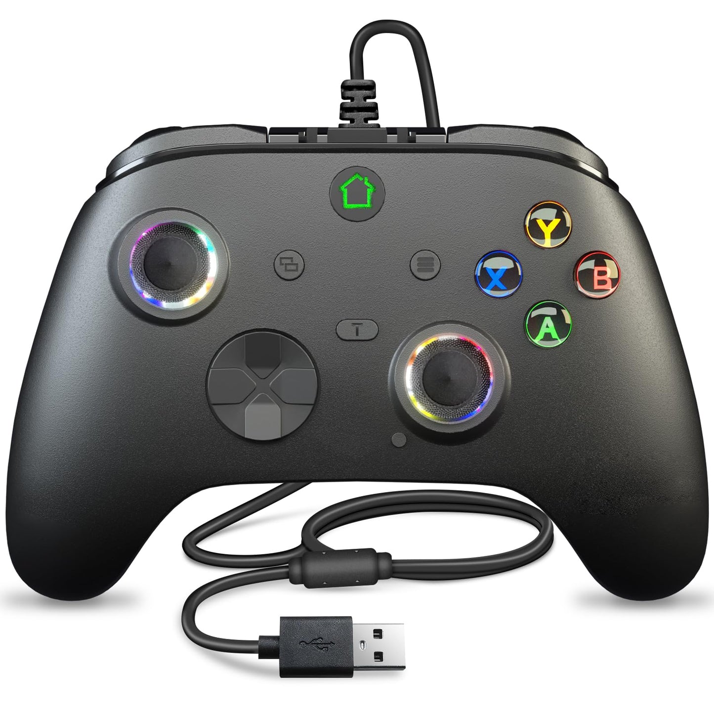 Wired X box One Controller  9.8FT/3M Cable Game Remote for X-box Series and PC & Steam Platforms with Dual-Vibration  Turbo  Programmable  RGB LED Light and 3.5mm Jack  Firmware Upgrade Required