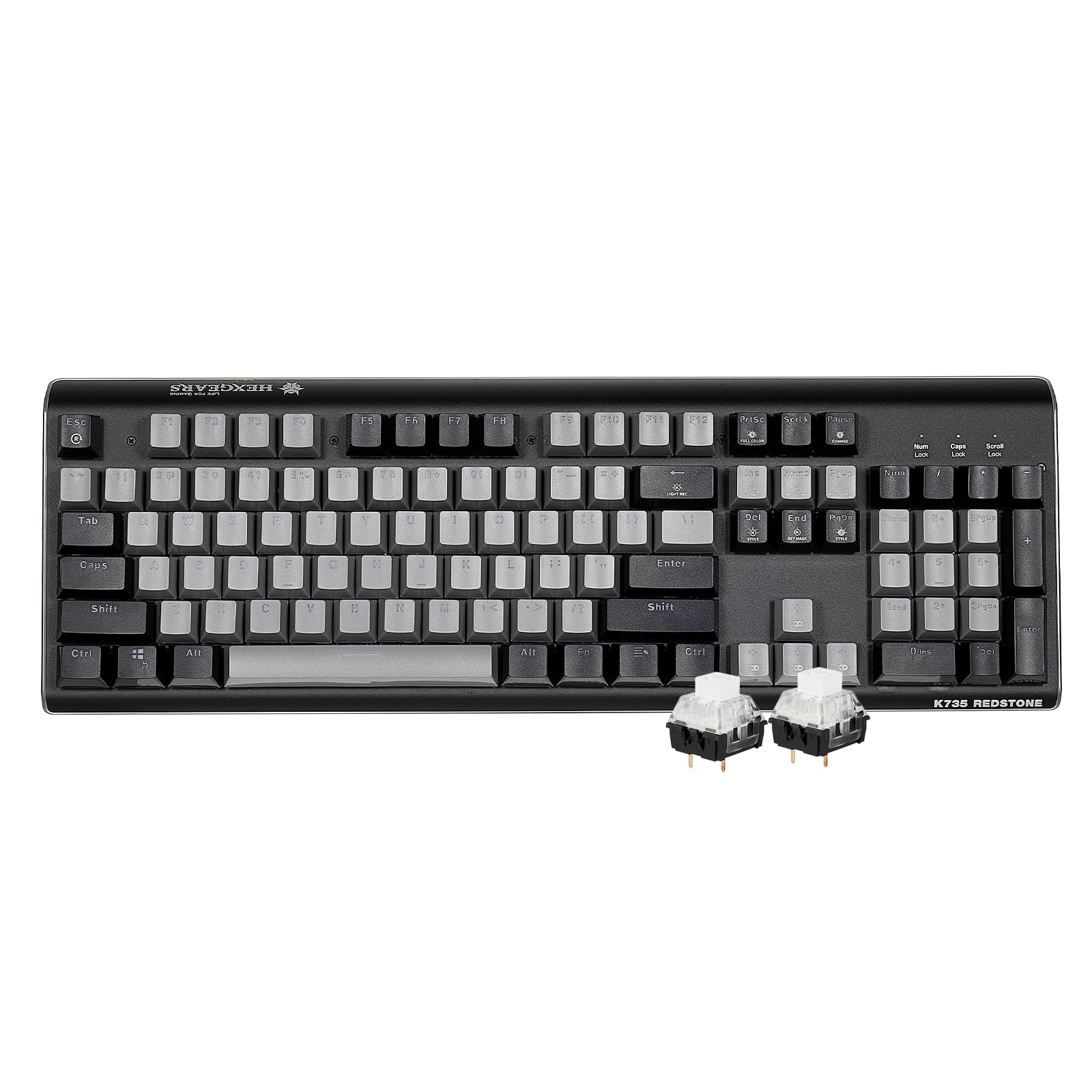 Hexgears GK735 Wired Full Size Mechanical Keyboard  Aluminum Housing Built for Gamers w/Kailh Box White Switch  White Backlit + Surrounded by RGB Light Strip  104 Keys Gaming Keyboard for PC/Mac