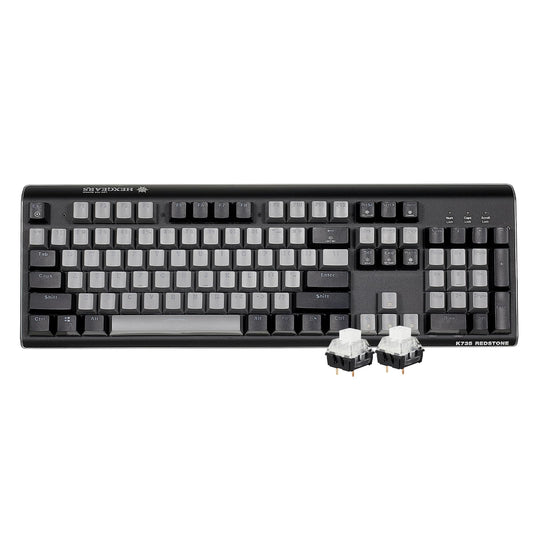 Hexgears GK735 Wired Full Size Mechanical Keyboard  Aluminum Housing Built for Gamers w/Kailh Box White Switch  White Backlit + Surrounded by RGB Light Strip  104 Keys Gaming Keyboard for PC/Mac