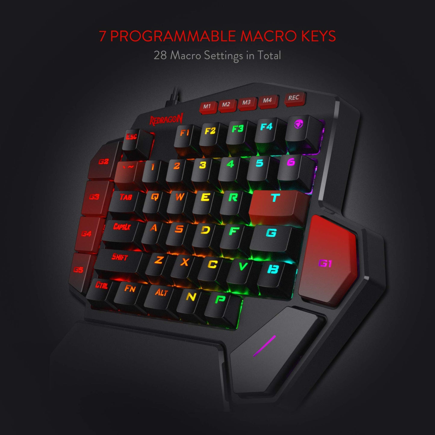 Redragon K585 One-Handed RGB Mechanical Gaming Keyboard - Compact Design, Enhanced Gaming Performance