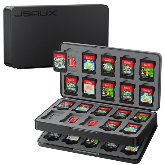 JSAUX Game Card Case for Nintendo Switch 2 (2025)  Switch OLED & Lite  40-Slot Hard Shell Storage Holder for 40 Game Cartridges & Micro SD Cards  Compact Travel Gaming Card Organizer Box - Black
