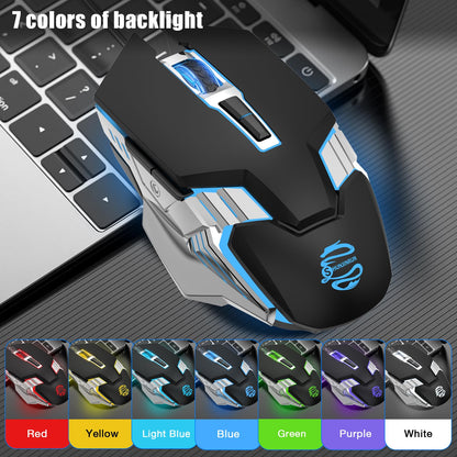 SHUNJINRUN Wireless Gaming Mouse, Black, 800mAh Rechargeable, Quiet Click, 7 Buttons, Multi-Device Compatibility, Model SJR343