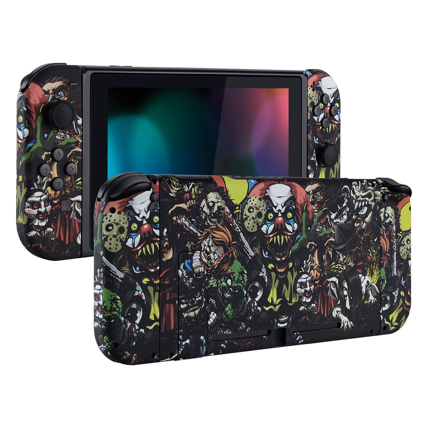 eXtremeRate DIY Replacement Shell Buttons for Nintendo Switch  Soft Touch Back Plate for Switch Console  Custom Housing Case with Full Set Buttons for Joycon Handheld Controller - Scary Party