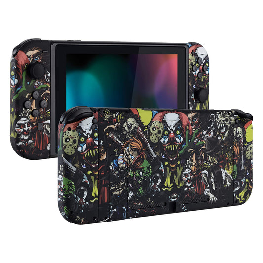 eXtremeRate DIY Replacement Shell Buttons for Nintendo Switch  Soft Touch Back Plate for Switch Console  Custom Housing Case with Full Set Buttons for Joycon Handheld Controller - Scary Party