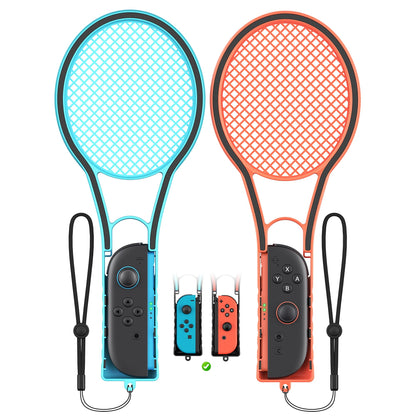 FYOUNG Tennis Racket for Nintendo Switch 2 Joy-Cons, Orange and Blue Hand Grips, Compatible with Switch 1/OLED, 2 Packs