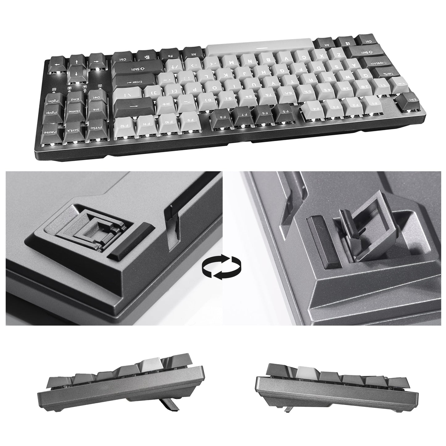 DURGOD K320 TKL Mechanical Keyboard | 87 Keys | Cherry Silent Red | USB C Wired | Grey Backlit | Doubleshot PBT Keycaps