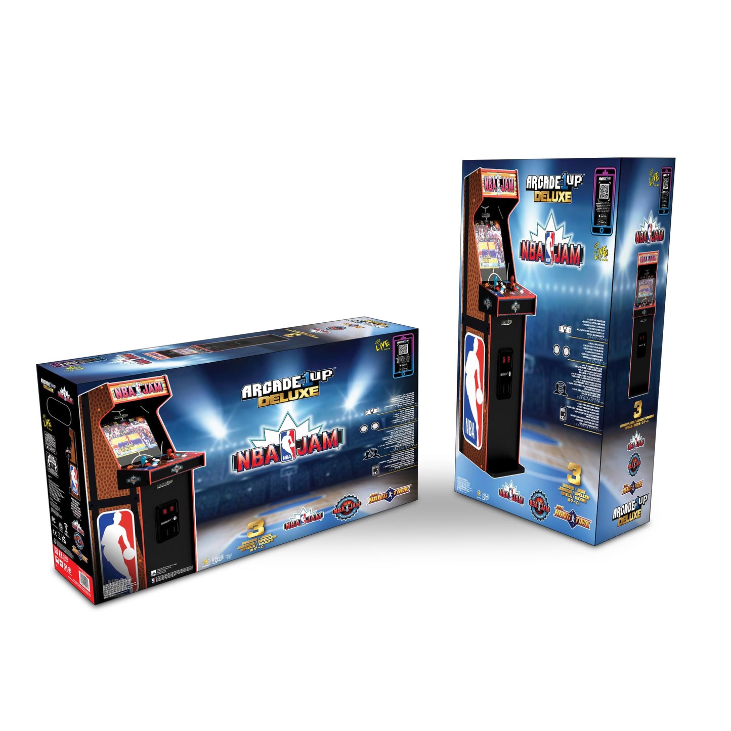 ARCADE1UP NBA Jam Deluxe Arcade Machine, 5ft Tall, 2-Player Control Panel, Orange, Model NBA-A-400811, 3 Classic Games