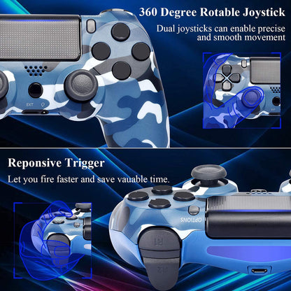 Generic 2 Pack Wireless Controllers for P-4 - Joystick/Gamepad, Camo Blue & Camo Red, Includes Charging Cable