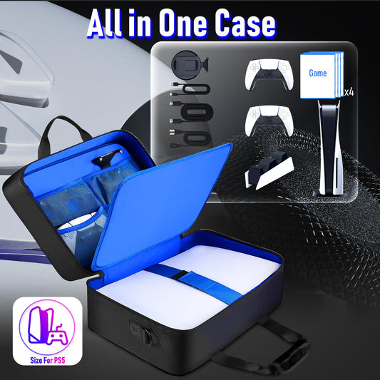 COMECOI PS5 Carrying Case - Large Dark Black Travel Storage Bag for Console, Controllers & Accessories, Model HX0001